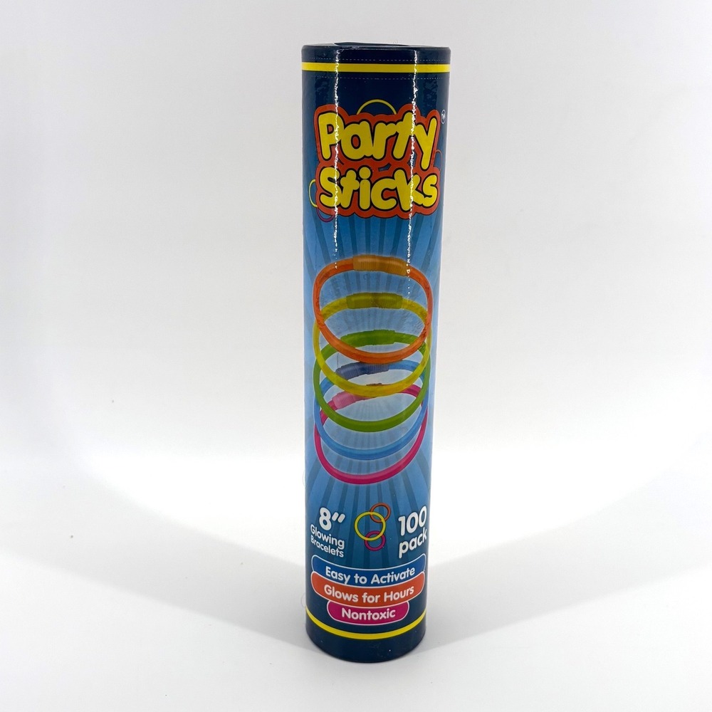 Party Sticks 100 Pack Glow in the Dark 8 Inch Bracelets Neon Multicolor Bulk